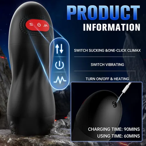 Vista 6 de Masturbador masculino automático, bomba de pene con 9 succiones y 10 vibraciones y calentamiento, juguetes sexuales masculinos, masturbador
