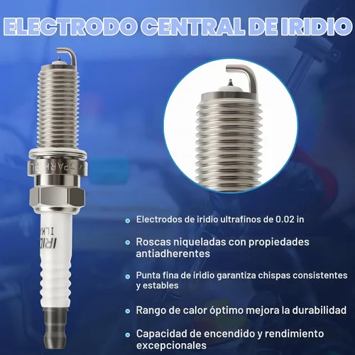 Vista 5 de Bujías de iridio 4 unidades 93501 LKAR7BIX11S 1.5L-2.5L