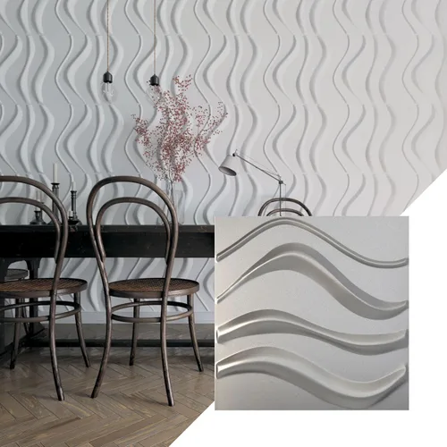 Vista 10 de Ekena Millwork 19 5/8 pulgadas de ancho x 19 5/8 pulgadas de alto Wave EnduraWall Panel decorativo de pared 3D, aluminio (cubre 2.67 pies cuadrados).