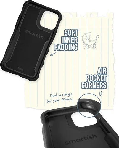 Vista 5 de Smartish Funda para iPhone 12 Pro Max Armor - Gripzilla [resistente + protectora] Funda de agarre delgada y resistente - Black Tie Affair