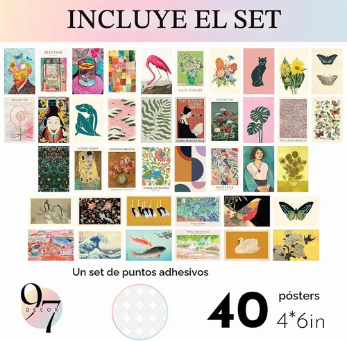 Vista 2 de 97 Decor Kit de collage de pared ecléctico, 40 impresiones coloridas, 4 x 6