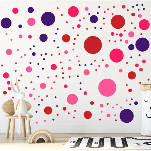 Vista 13 de Más de 500 calcomanías de pared de círculos de lunares surtidos para dormitorio de niños, sala de estar, aula, sala de juegos, calcomanías de pared