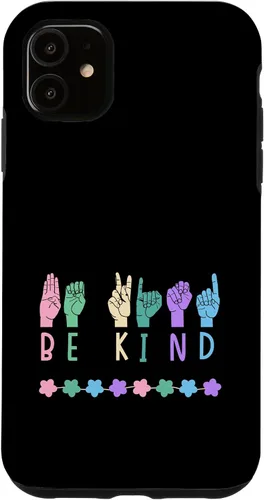 Vista 8 de Sign Language Be Kind Kindness ASL Pastel Pink Purple Blue Case for iPhone 16