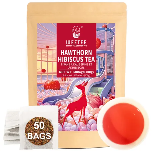 Vista 45 de WT WEETEE Bolsas de té de hierbas de manzana y canela, 60 unidades, mezcla perfecta de canela dulce, hibisco agrio, sabor natural, sin cafeína