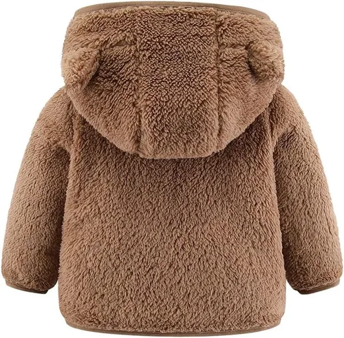 Vista 2 de Chaqueta de abrigo con capucha con forro polar, para recién nacidos, bebés, niños y niñas, diseño de dibujos animados, con orejas, abrigo cálido