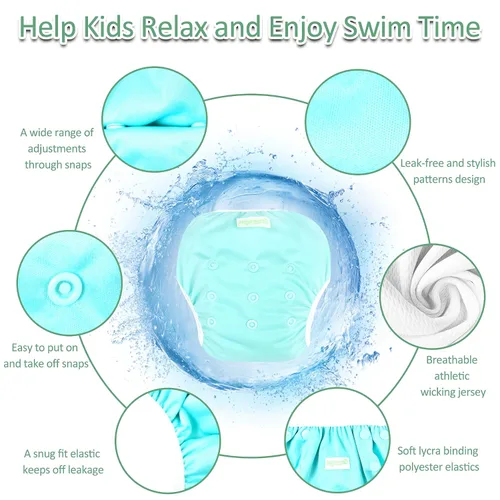 Vista 2 de Wegreeco - Pañal de natación reutilizable para bebés y niños pequeños, talla única