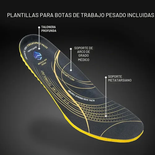 Vista 6 de SUREWAY Botas de trabajo para hombre, resistentes, suaves, compuestas, con punta de acero, cómodas, GoodyearWelt, cuero de grano completo, botas