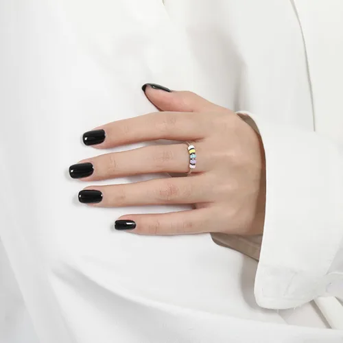Vista 6 de rongji jewelry Anillo giratorio para aliviar la ansiedad para mujer, anillo abierto de acero inoxidable de calidad y duradero con cuentas giratorias