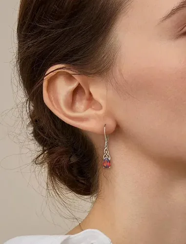 Vista 2 de Starchenie Aretes colgantes de nudo celta para mujer, plata de ley 925, aretes de piedra natal