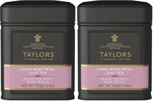 Vista 7 de Taylors of Harrogate Pétalo de rosa de China, té negro, hoja suelta, lata de 4.41 onzas, fragante, delicado y floral, con cafeína, té de hoja entera