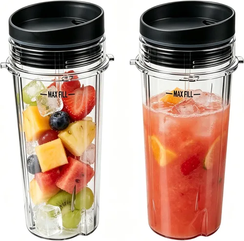 Vista 6 de Vasos de licuadora aptos para Ninja, piezas de repuesto de vasos de 16 onzas con tapas, accesorios de licuadora compatibles con Nutri Ninja Auto IQ