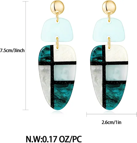 Vista 6 de ENSKEFEN Acrylic Earrings for Women Boho Drop Dangle Earrings Geometric Statement Earrings Colorful Resin Acetate Earrings Retro Fashion Jewelry
