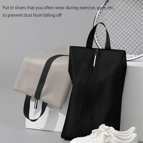 Vista 7 de Bolsa de zapatos para viajes, bolsa de zapatos resistente al agua para gimnasio, bolsa de tacos de fútbol resistente al olor para deporte, Negro