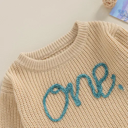 Vista 3 de Mameluco de punto unisex para bebé niña y niño, mameluco de gran tamaño, lindo traje de primer cumpleaños, ropa de otoño e invierno