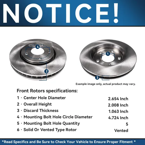 Vista 399 de Detroit Axle - Rotores de freno delantero para 04-13 Mazda 3 Rotores de frenos de disco 06-15 Mazda 5 Reemplazo: Rotor regular delantero de 11.81
