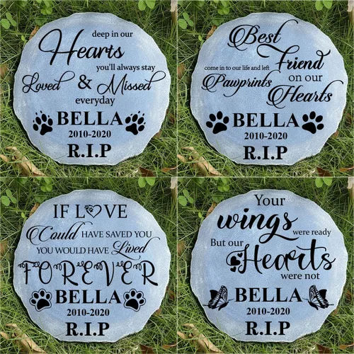 Vista 8 de Piedra conmemorativa personalizada para perros y gatos, piedra conmemorativa personalizada para mascotas con huella de pata, regalo por pérdida