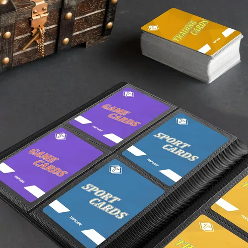 Vista 5 de Carpeta de cartas de 4 bolsillos para 160 fundas, carpeta de cartas álbum para colección de cartas intercambiables para cartas deportivas, cartas