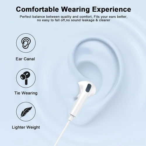 Vista 2 de [Certificado Apple MFi] Auriculares USB C para iPhone 17, 16, 15, auriculares con cable con micrófono y control de volumen, cancelación de ruido