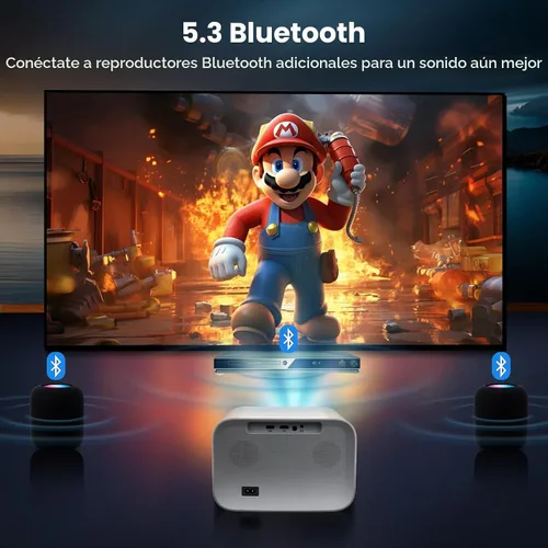 Vista 6 de Proyector 4K Google TV, 1500 lúmenes ANSI, enfoque automático 6D y Keystone, altavoces de 20 W, Wifi y proyector Bluetooth para iPhone/Android