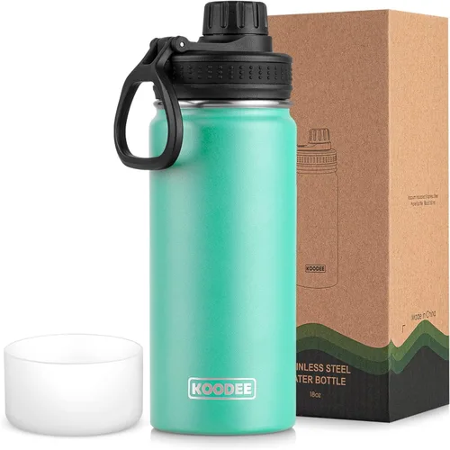 Vista 93 de koodee Botella de agua para niños, botella de agua de acero inoxidable de 12 onzas con aislamiento al vacío para la escuela, botella de agua de boca