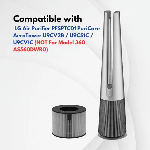 Vista 4 de Nispira AeroTower U9CV2B U9CS1C U9CV1C - Filtro de repuesto para purificador de aire LG PuriCare PFSPTC01 (no para el modelo 360 AS560DWR0) Carbón