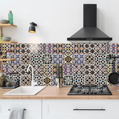 Vista 16 de Alwayspon Adhesivo para azulejos de pared moriscos para despegar y pegar, calcomanías de vinilo autoadhesivas para azulejos de cocina y baño, 4 x 4