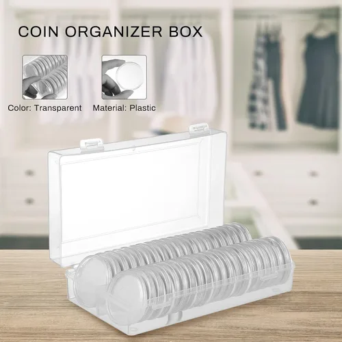 Vista 6 de Ciieeo Caja de monedas Mini contenedores de plástico Monedas de plástico Kickstand Estuche de 2.008 in Caja de almacenamiento de monedas Cápsula