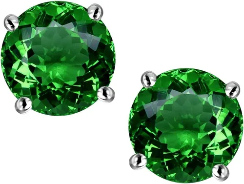 Vista 12 de Star K Sterling Silver Round 7mm Simulated Yellow Sapphire Earrings Studs Ópalo creado
