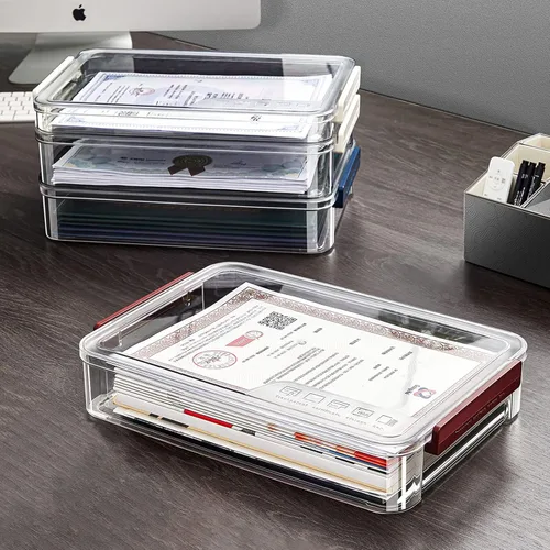 Vista 2 de Almacenamiento de papel para álbumes de recortes A4, caja de almacenamiento de fotos, caja de archivo de plástico (azul)