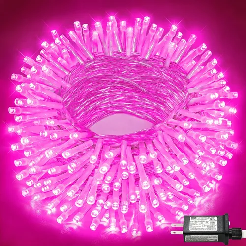 Vista 41 de Tira de 200 luces LED de 66 pies para exteriores, luces de Navidad conectables para interiores, cable transparente, impermeable, 8 modos de luces