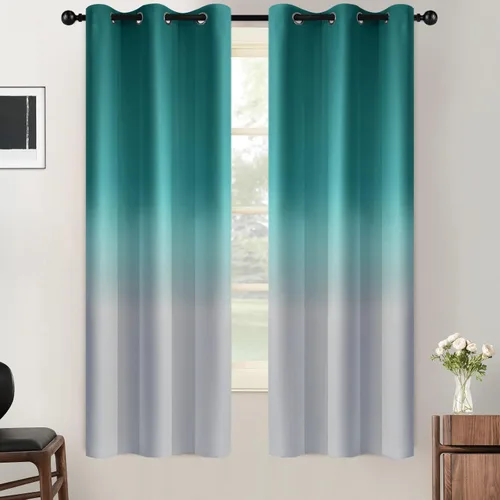 Vista 90 de SimpleHome Cortinas degradadas degradadas para oscurecer la habitación de 36 pulgadas de largo para dormitorio, con ojales y bloqueo de luz Negro