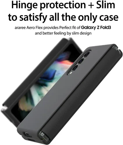 Vista 3 de araree AERO Flex - Funda para Galaxy Z Fold 3 5G con protección de bisagra, funda protectora delgada, cuerpo (PC) con protector de bisagra (TPU)