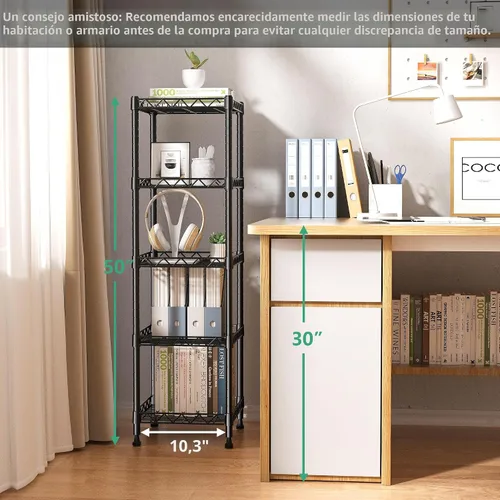 Vista 3 de GIOTORENT Unidades de Estantería Metálica de Pie de 5 Niveles, Estante de Alambre de Altura Ajustable Rack de Exhibición para Lavandería Baño Cocina