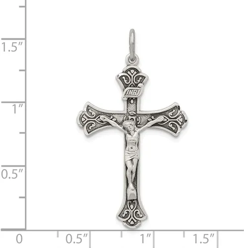 Vista 2 de Colgante de cruz INRI de plata de ley 925 maciza con colgante de cruz antigua, 1.496 in x 0.866 in, Metal, No es una piedra preciosa