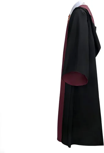 Vista 2 de EIRIEN Bata de mago para la escuela, disfraz de mago para adultos, hombres y niños, con capucha, varita mágica, capa de Halloween, cosplay, disfraz