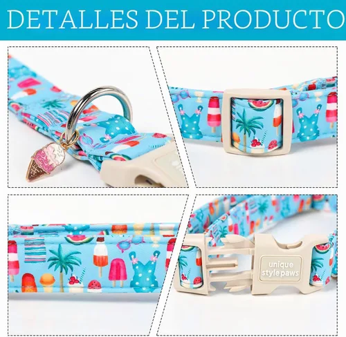 Vista 3 de Unique style paws Collar de perro con hebilla de plástico con colgante, collar de cachorro para primavera y verano, traje de baño para fiesta