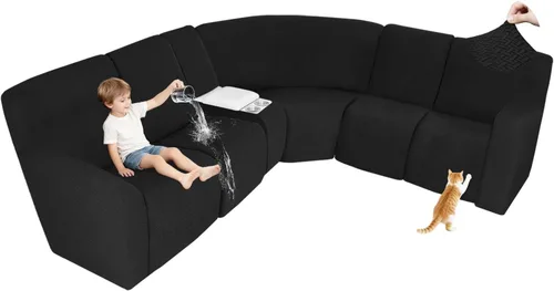 Vista 125 de ALIECOM Fundas 100% impermeables para sofá seccional reclinable, forma de L, elásticas, para esquina, funda para sofá seccional reclinable, lavable
