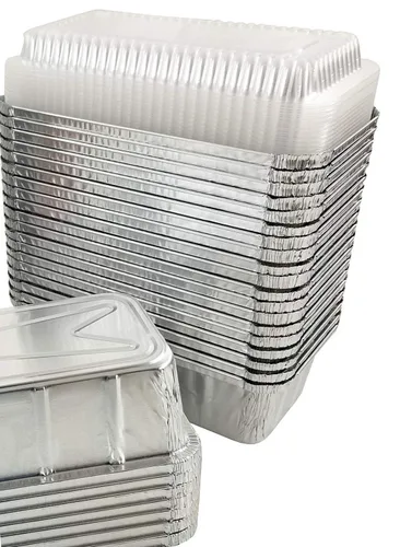 Vista 3 de D&W Fine Pack A86 - Moldes para pan/pan con tapa de cúpula (paquete de 100 juegos) de papel de aluminio con cierre (IVC)