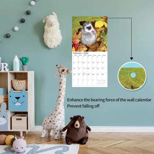 Vista 4 de Calendario de pared 2026, calendario 2026, noviembre de 2025 a diciembre de 2026, calendario de pared de animales bebés, 12 x 24 pulgadas abierto
