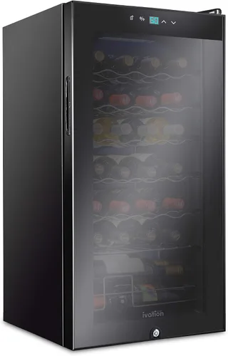 Vista 10 de Ivation Refrigerador de vino con compresor de 24 botellas con cerradura Gran bodega independiente para vino tinto, blanco, champán o espumoso Negro