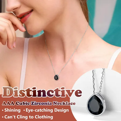 Vista 2 de Silvora Collar con colgante de circonita cúbica brillante de plata esterlina para mujer con embalaje de regalo