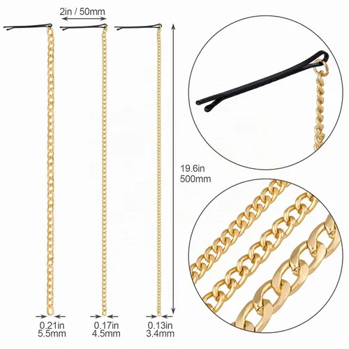 Vista 2 de PAGOW 6 cadenas para el cabello de oro punk con borlas para mujeres y niñas, accesorios de cabeza de cola de caballo con clips para discoteca