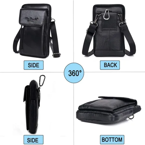 Vista 3 de Riñonera para cinturón para iPhone 14 13 12 11 Pro X Xs 8 7 Plus 6 6S Galaxy S9 S8 S7 S6 Edge Note5 Note4 A8 A8+ Funda de piel para teléfono