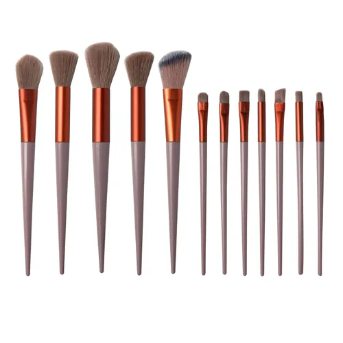 Vista 8 de Brochas de maquillaje, juego de brochas de maquillaje, 13 piezas de brochas de maquillaje para base, corrector para cejas, sombras de ojos, polvo