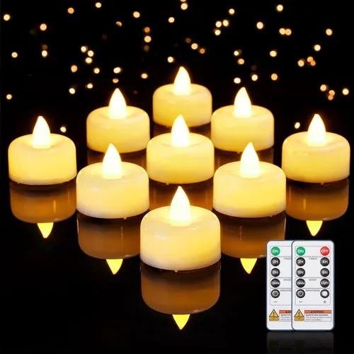 Vista 10 de Amagic 12 paquete de velas de té con temporizador, velas operadas por batería con temporizador de 6H, encendido automático diario, velas LED