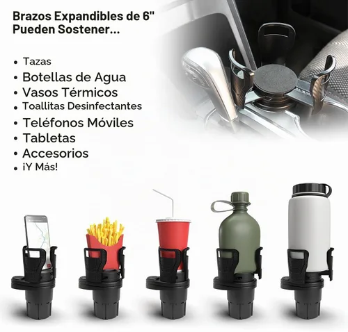 Vista 9 de Limitless Dual CupStation - Portavasos expandible 2 en 1 con base giratoria de 360°, color negro