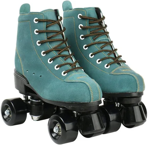 Vista 9 de XUDREZ Patines de Cuero de Vaca para Mujeres y Hombres Zapatos de Caña Alta Diseño de Doble Fila, Patines Clásicos Premium Ajustables