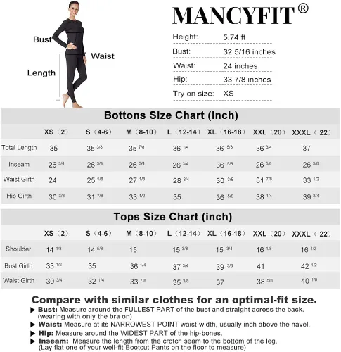 Vista 7 de MANCYFIT - Conjunto de ropa interior térmica para mujer con forro polar ultra suave