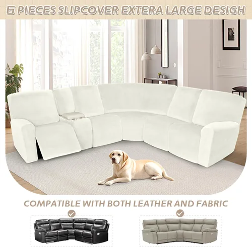 Vista 335 de Arfntevss Fundas de sofá seccional reclinable de terciopelo, Funda de sofá seccional de esquina para sofá reclinable, Funda elástica suave