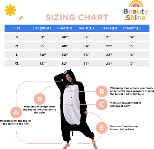 Vista 5 de Beauty Shine Unisex Adult Onesie Pajamas, Cartoon Costume Halloween Christmas Sleepwear Jumpsuit Plush Cosplay